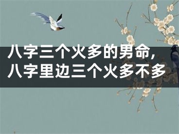 八字三个火多的男命,八字里边三个火多不多