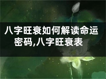 八字旺衰如何解读命运密码,八字旺衰表
