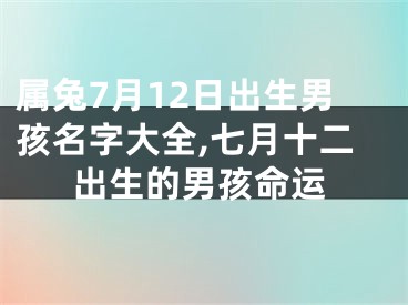 属兔7月12日出生男孩名字大全,七月十二出生的男孩命运