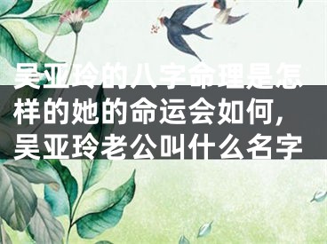 吴亚玲的八字命理是怎样的她的命运会如何,吴亚玲老公叫什么名字