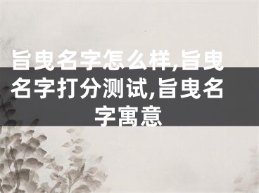 旨曳名字怎么样,旨曳名字打分测试,旨曳名字寓意