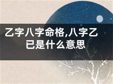 乙字八字命格,八字乙已是什么意思