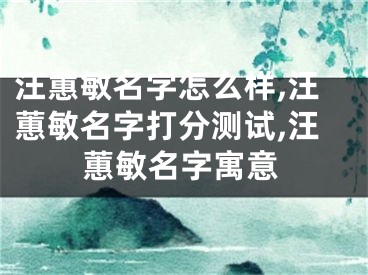 汪蕙敏名字怎么样,汪蕙敏名字打分测试,汪蕙敏名字寓意