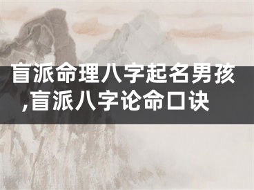 盲派命理八字起名男孩,盲派八字论命口诀