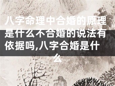 八字命理中合婚的原理是什么不合婚的说法有依据吗,八字合婚是什么