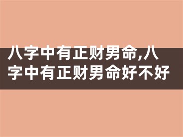 八字中有正财男命,八字中有正财男命好不好