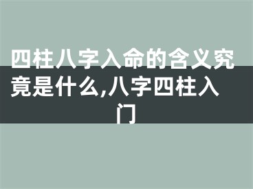 四柱八字入命的含义究竟是什么,八字四柱入门