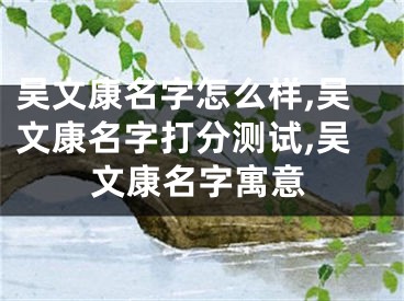 吴文康名字怎么样,吴文康名字打分测试,吴文康名字寓意