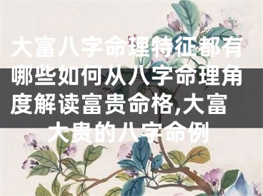 大富八字命理特征都有哪些如何从八字命理角度解读富贵命格,大富大贵的八字命例