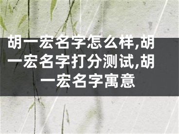 胡一宏名字怎么样,胡一宏名字打分测试,胡一宏名字寓意