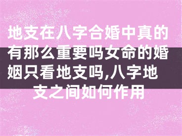地支在八字合婚中真的有那么重要吗女命的婚姻只看地支吗,八字地支之间如何作用