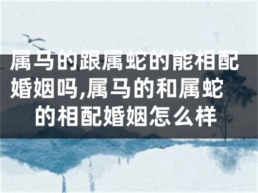 属马的跟属蛇的能相配婚姻吗,属马的和属蛇的相配婚姻怎么样