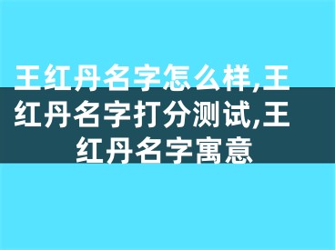 王红丹名字怎么样,王红丹名字打分测试,王红丹名字寓意