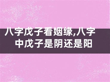 八字戊子看姻缘,八字中戊子是阴还是阳
