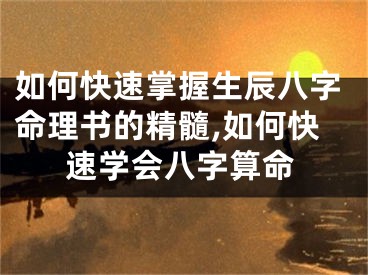 如何快速掌握生辰八字命理书的精髓,如何快速学会八字算命