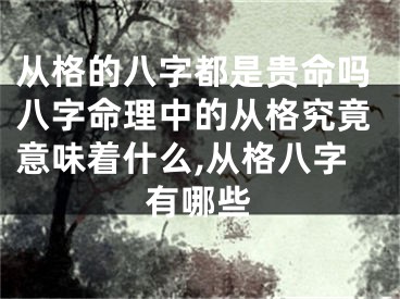 从格的八字都是贵命吗八字命理中的从格究竟意味着什么,从格八字有哪些