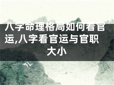八字命理格局如何看官运,八字看官运与官职大小