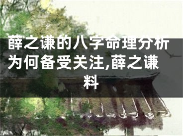 薛之谦的八字命理分析为何备受关注,薛之谦料