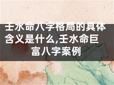 壬水命八字格局的具体含义是什么,壬水命巨富八字案例