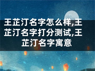 王芷汀名字怎么样,王芷汀名字打分测试,王芷汀名字寓意