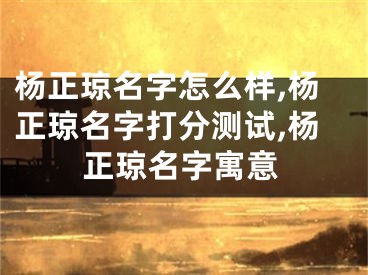 杨正琼名字怎么样,杨正琼名字打分测试,杨正琼名字寓意