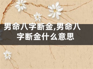男命八字断金,男命八字断金什么意思
