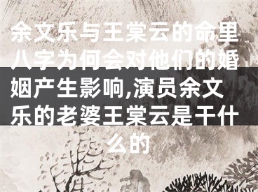余文乐与王棠云的命里八字为何会对他们的婚姻产生影响,演员余文乐的老婆王棠云是干什么的