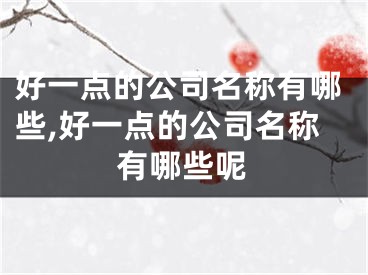 好一点的公司名称有哪些,好一点的公司名称有哪些呢