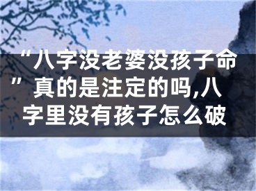 “八字没老婆没孩子命”真的是注定的吗,八字里没有孩子怎么破