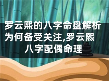 罗云熙的八字命盘解析为何备受关注,罗云熙八字配偶命理