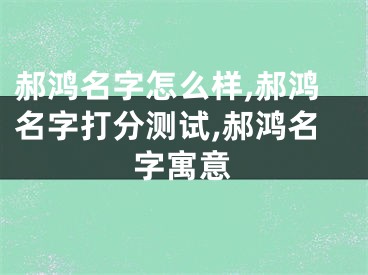 郝鸿名字怎么样,郝鸿名字打分测试,郝鸿名字寓意