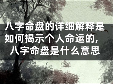 八字命盘的详细解释是如何揭示个人命运的,八字命盘是什么意思