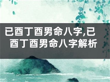 已酉丁酉男命八字,已酉丁酉男命八字解析