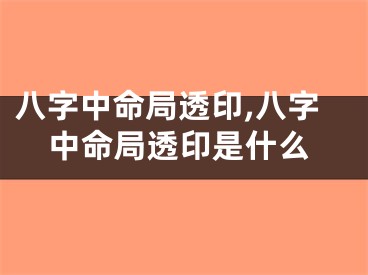 八字中命局透印,八字中命局透印是什么