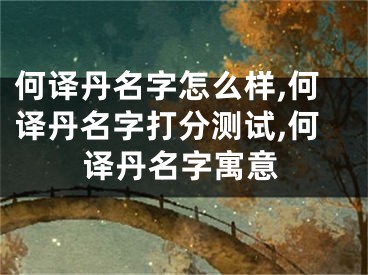 何译丹名字怎么样,何译丹名字打分测试,何译丹名字寓意