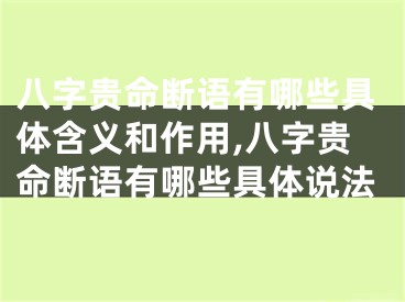 八字贵命断语有哪些具体含义和作用,八字贵命断语有哪些具体说法