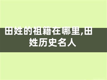田姓的祖籍在哪里,田姓历史名人