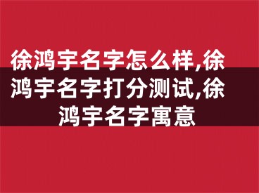 徐鸿宇名字怎么样,徐鸿宇名字打分测试,徐鸿宇名字寓意
