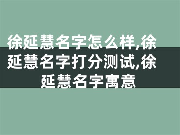 徐延慧名字怎么样,徐延慧名字打分测试,徐延慧名字寓意