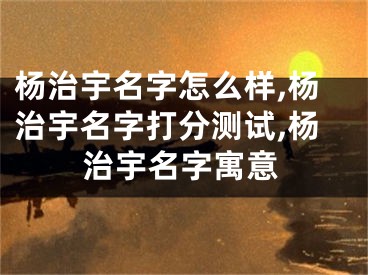 杨治宇名字怎么样,杨治宇名字打分测试,杨治宇名字寓意