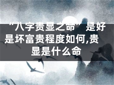 “八字贵显之命”是好是坏富贵程度如何,贵显是什么命