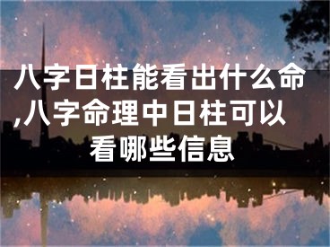 八字日柱能看出什么命,八字命理中日柱可以看哪些信息