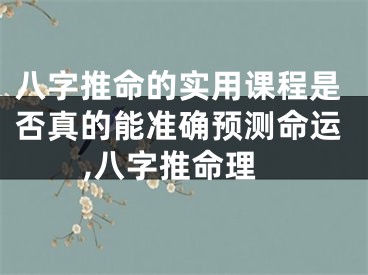 八字推命的实用课程是否真的能准确预测命运,八字推命理