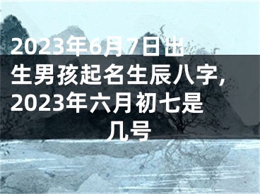 2023年6月7日出生男孩起名生辰八字,2023年六月初七是几号