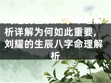 刘耀的生辰八字命理解析详解为何如此重要,刘耀的生辰八字命理解析