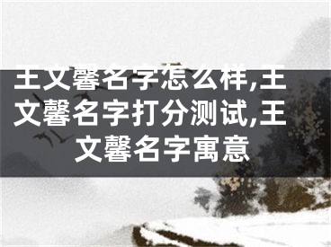 王文馨名字怎么样,王文馨名字打分测试,王文馨名字寓意