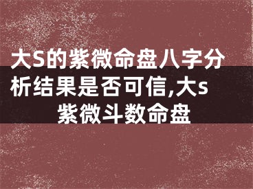 大S的紫微命盘八字分析结果是否可信,大s紫微斗数命盘