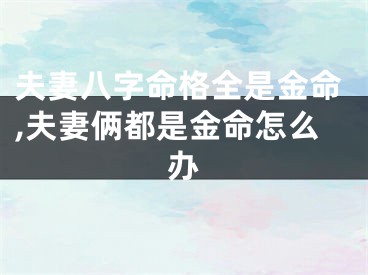 夫妻八字命格全是金命,夫妻俩都是金命怎么办