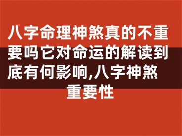 八字命理神煞真的不重要吗它对命运的解读到底有何影响,八字神煞重要性
