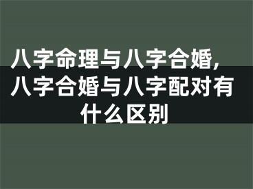 八字命理与八字合婚,八字合婚与八字配对有什么区别